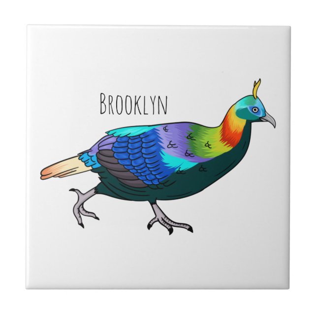 Himalayan monal bird cartoon illustration tile (Front)