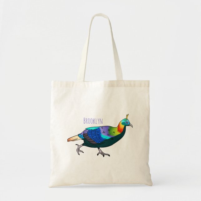 Himalayan monal bird cartoon illustration  tote bag (Front)