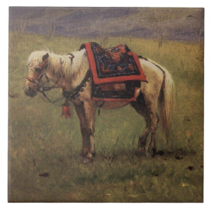 Himalayan Pony (Small Horse) (Vasily Vereshchagin) Tile
