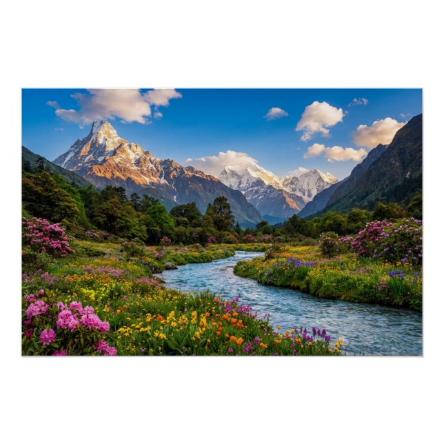 Himalayan River of Colors – Mountain Landscape Poster (Front)