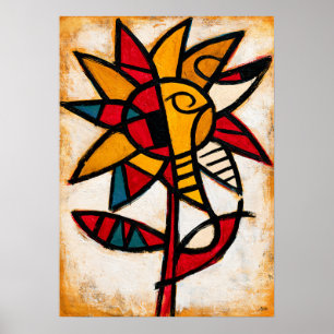 Himawari Sunflower Tribal Abstraction Poster
