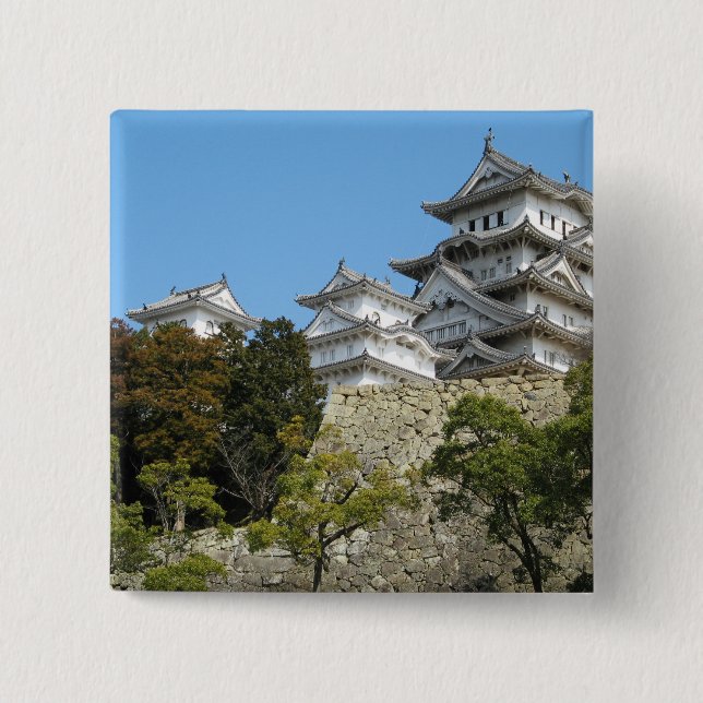 Himeji Castle 姫路城, Hyogo, Japan 15 Cm Square Badge (Front)