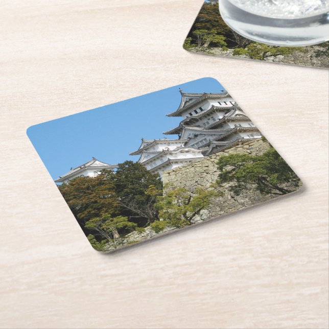 Himeji Castle 姫路城, Hyogo, Japan Square Paper Coaster (Angled)