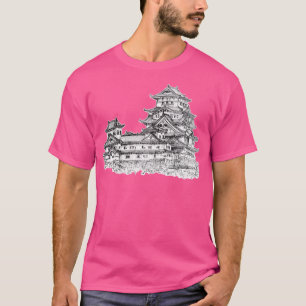 Himeji Castle Japan Ink Artwork Illustration T-Shirt