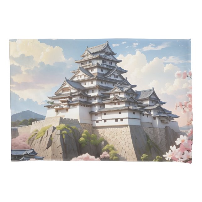Himeji Castle Majestic Fortress Japanese History Pillowcase (Front)