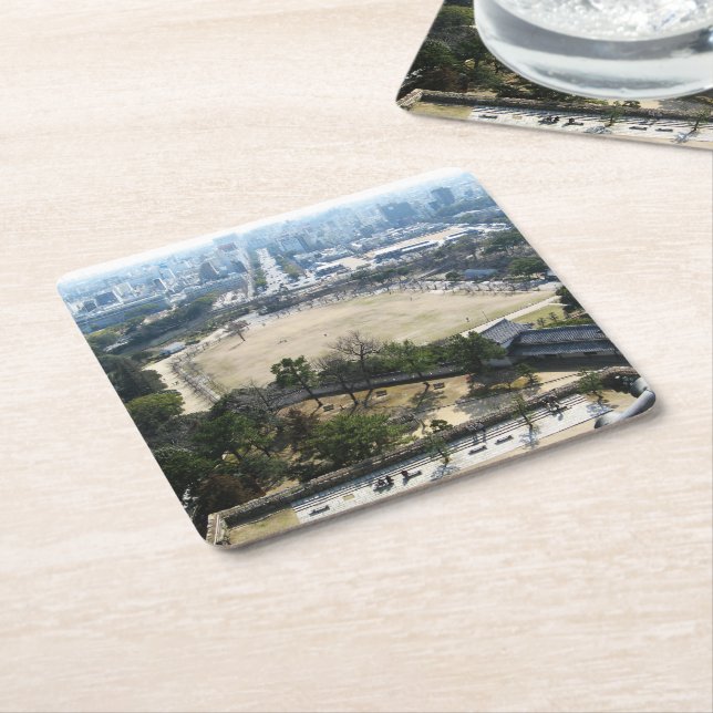 Himeji, Japan (View from atop castle) Square Paper Coaster (Angled)