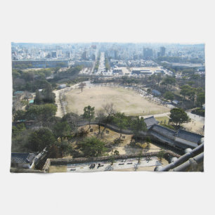 Himeji, Japan (View from atop castle) Tea Towel