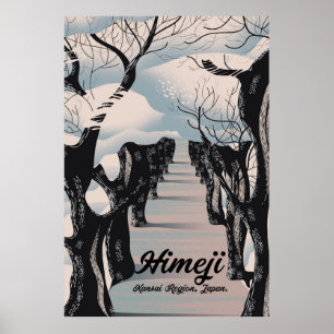 Himeji, Kansai region Japanese Blossom trees. Poster