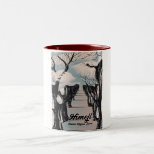 Himeji, Kansai region Japanese Blossom trees. Two-Tone Coffee Mug