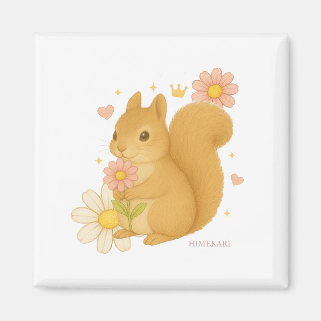 HIMEKARI Floral Squirrel Magnet –Clear (Front)