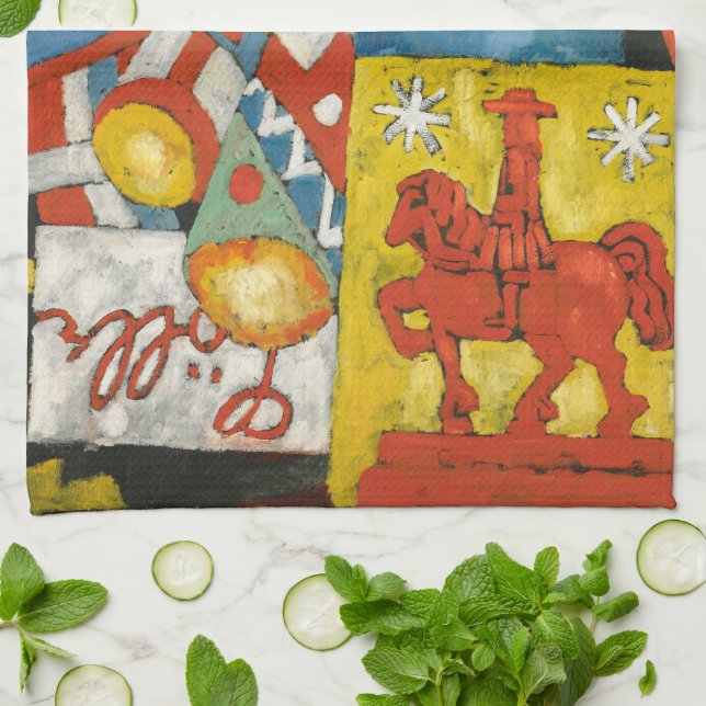 Himmel by Marsden Hartley, Vintage Expressionism Tea Towel (Folded)