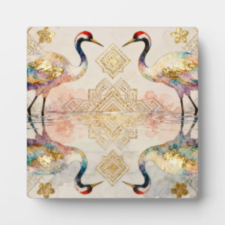 Himmlische Kraniche in Harmonie - Wasserfarben  Plaque