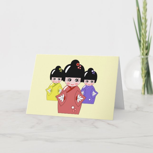 Hinamatsuri, Girls Day Japanese Doll Festival Card (Front)