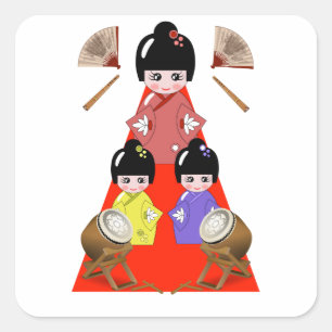 Hinamatsuri, Girls Day Japanese Doll  Square Sticker