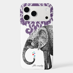 Hindi Floral Pattern Elephant Damask