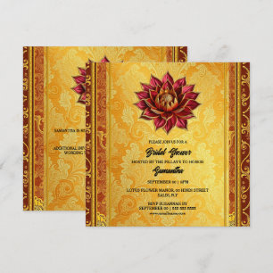 Hindi lotus flower bride to be gold burgundy chic holiday card