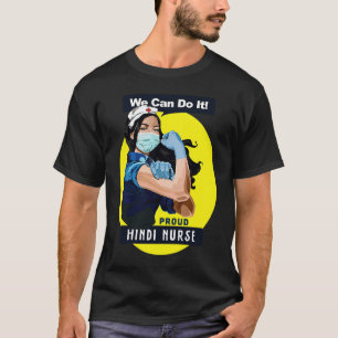 Hindi Proud Frontline Worker Rosie Riveter Nurse D T-Shirt