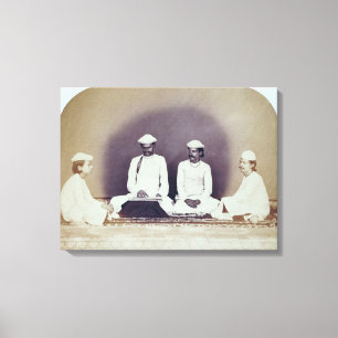 Hindu Brahmins in Delhi, 19th century (sepia photo Canvas Print
