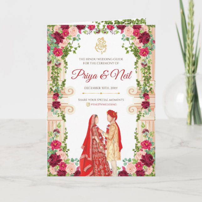 Hindu Ceremony Program & Indian Wedding program Programme (Front)