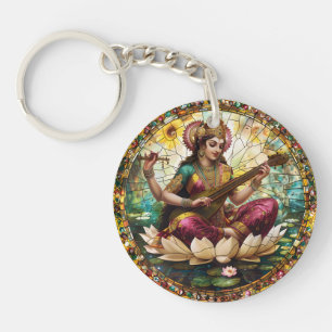 Hindu Deity Protection Saraswati Spiritual Energy Key Ring