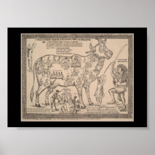 Hindu Divine Cow Chart - Vintage Art