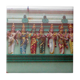 Hindu figures on the wall of Chettiar temple, Tile