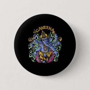 Hindu Ganesha God Elephant Spiritual Yoga Meditati 6 Cm Round Badge