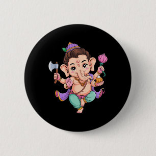 Hindu Ganesha Puja Elephant God India Meditation Y 6 Cm Round Badge