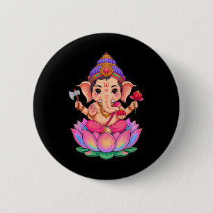 Hindu Ganesha Puja Elephant God India Meditation Y 6 Cm Round Badge