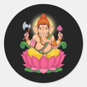 Hindu Ganesha Puja Elephant God India Meditation Y Classic Round Sticker