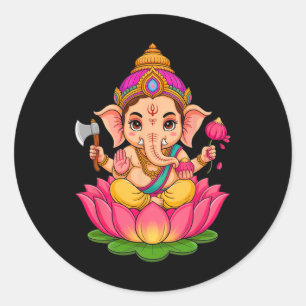 Hindu Ganesha Puja Elephant God India Meditation Y Classic Round Sticker