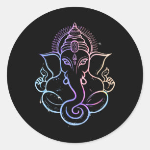 Hindu Ganesha Puja Elephant God India Meditation Y Classic Round Sticker