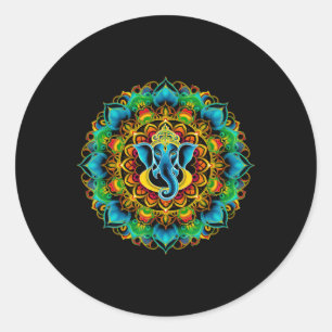 Hindu Ganesha Puja Elephant God India Meditation Y Classic Round Sticker