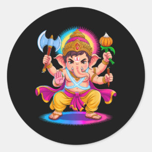 Hindu Ganesha Puja Elephant God India Meditation Y Classic Round Sticker
