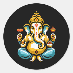 Hindu Ganesha Puja Elephant God India Meditation Y Classic Round Sticker