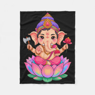 Hindu Ganesha Puja Elephant God India Meditation Y Fleece Blanket
