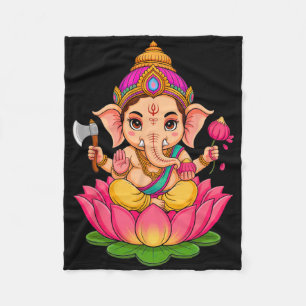 Hindu Ganesha Puja Elephant God India Meditation Y Fleece Blanket