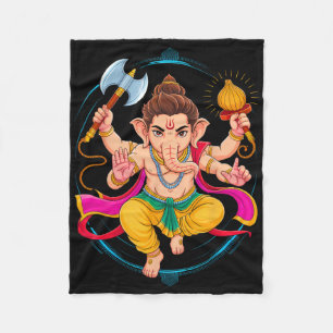 Hindu Ganesha Puja Elephant God India Meditation Y Fleece Blanket