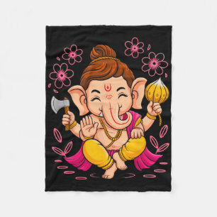 Hindu Ganesha Puja Elephant God India Meditation Y Fleece Blanket