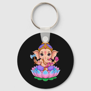 Hindu Ganesha Puja Elephant God India Meditation Y Key Ring