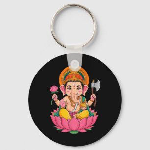 Hindu Ganesha Puja Elephant God India Meditation Y Key Ring