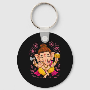 Hindu Ganesha Puja Elephant God India Meditation Y Key Ring