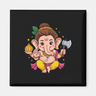 Hindu Ganesha Puja Elephant God India Meditation Y Magnet