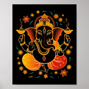 Hindu Ganesha Puja Elephant God India Meditation Y Poster