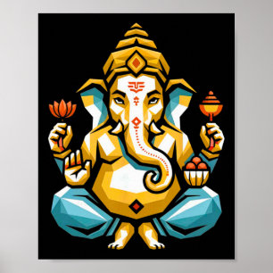 Hindu Ganesha Puja Elephant God India Meditation Y Poster