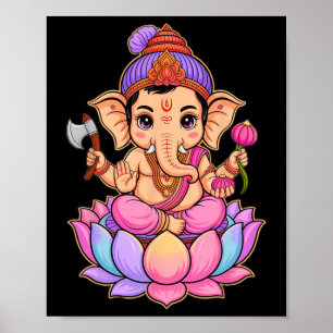 Hindu Ganesha Puja Elephant God India Meditation Y Poster