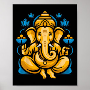 Hindu Ganesha Puja Elephant God India Meditation Y Poster