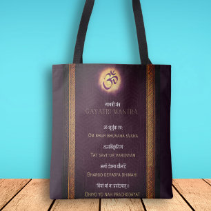 Hindu Gayatri Mantra Sanskrit English Tote Bag