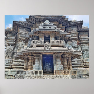 Hindu God carvings in Belur, Karnataka, India Poster