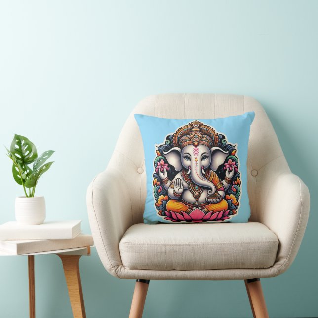 Hindu God Ganesh/Ganesha/Ganpati Throw Pillow (Chair)
